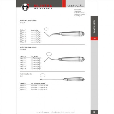 Modell USA Bone Curette Oval - Fig. 5 - Left Stainless Steel, 15.5 cm - 6"